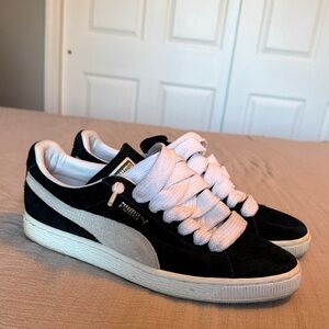 Classic Puma Black Suede Sneakers with White Formstrip